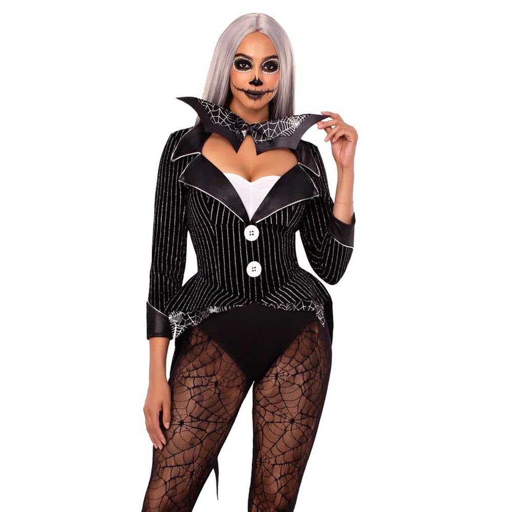 Leg Avenue - Halloween Baddie Striped Velvet Body - Schwarz